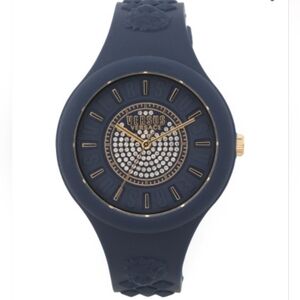 🔹️Versus Versace Womens Blue Navy Fire Island Crystal Silicone 39mm Strap Watch